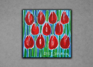 Czerwone tulipany 30x30 Edward Dwurnik